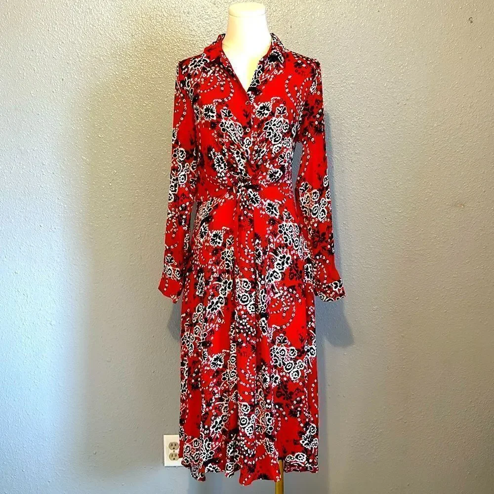 Free people women tough love midi shirt dress floral patterned size 4